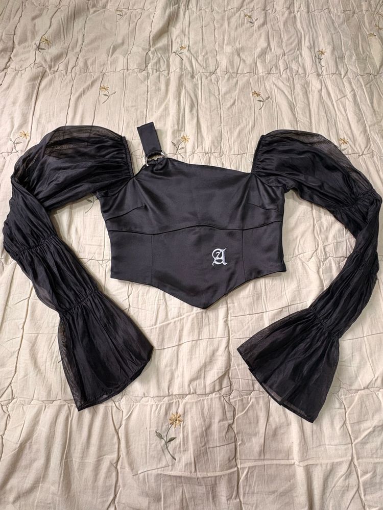 Asymmetrical Sleeve Corset Top