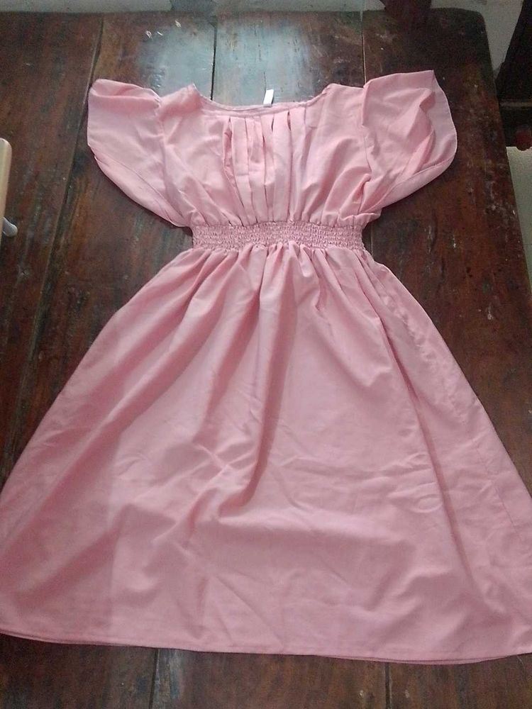 Pink Smocked Waist Dress