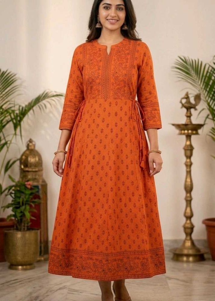 🍊Orange Anarkali Kurta