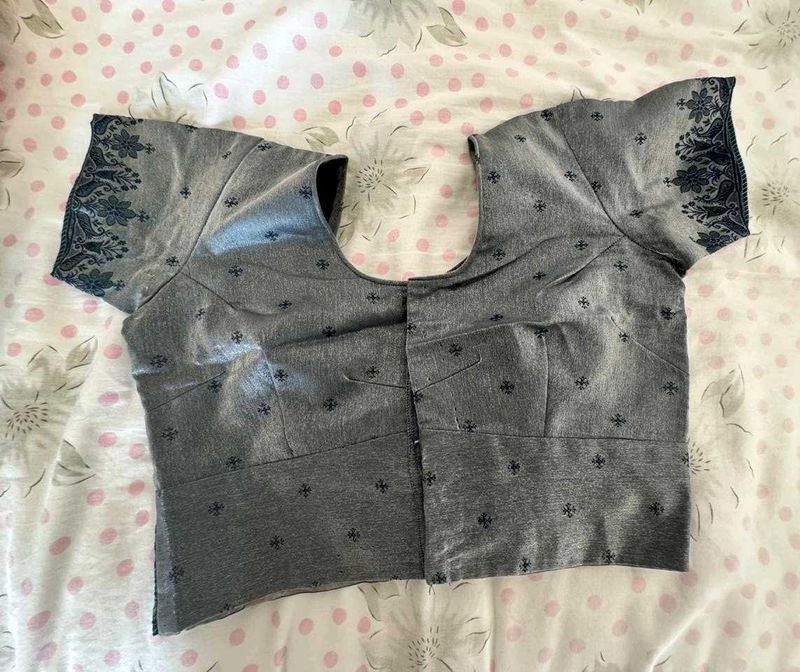 Elegant Grey Embroidered Blouse