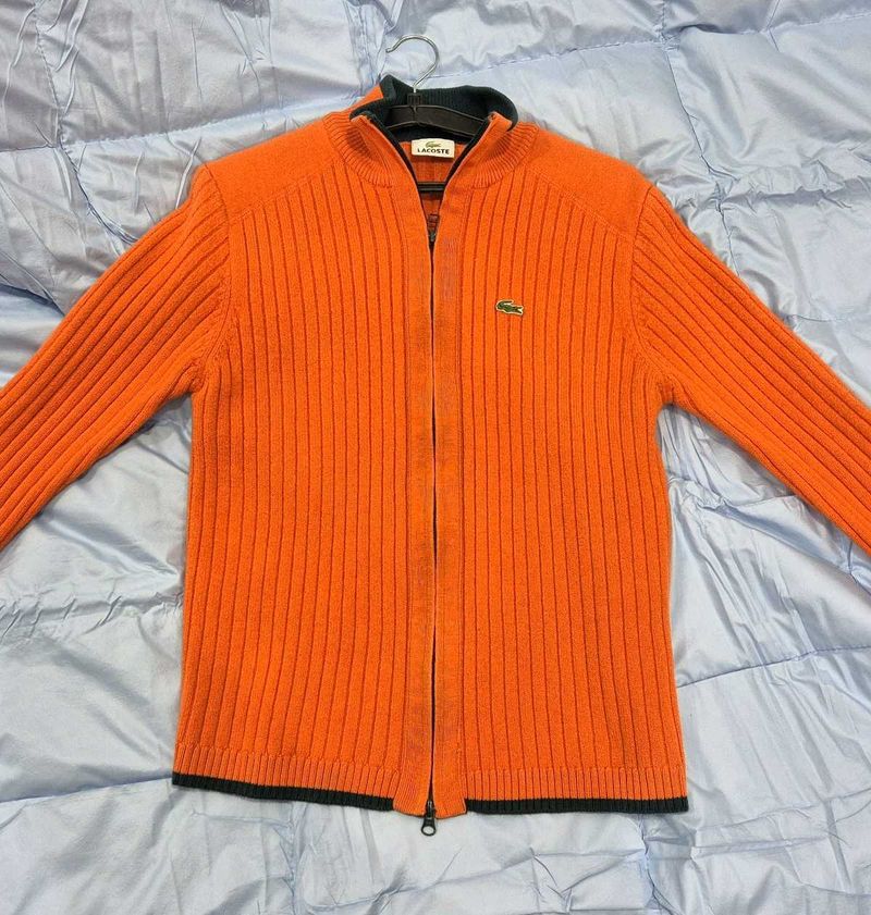 Lacoste Orange Knit Cardigan