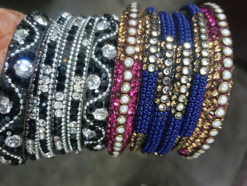 Sparkling Beaded Bangle Set