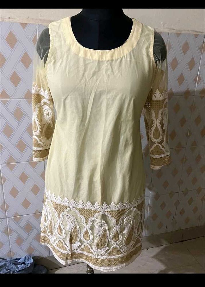 Elegant Pastel Kurti with Intricate Embroidery