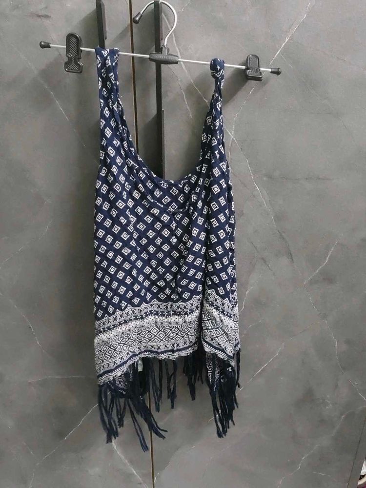 Bohemian Print Fringe Tank Top