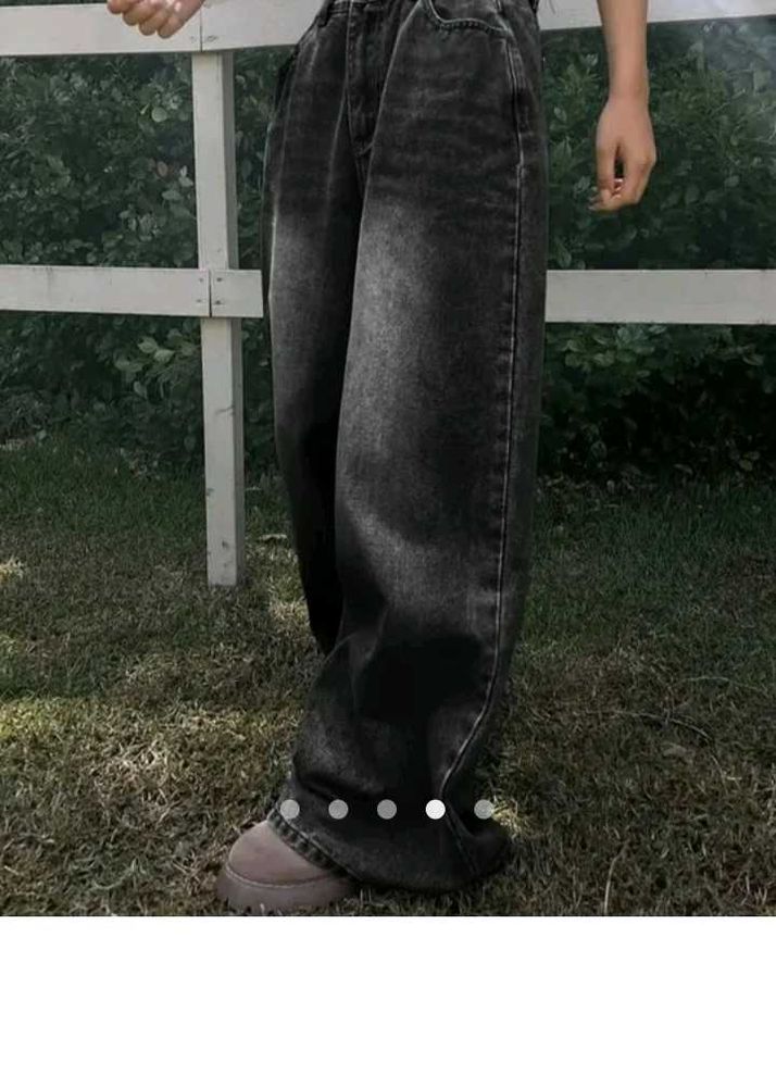 Trendy Black Wide Leg Jeans