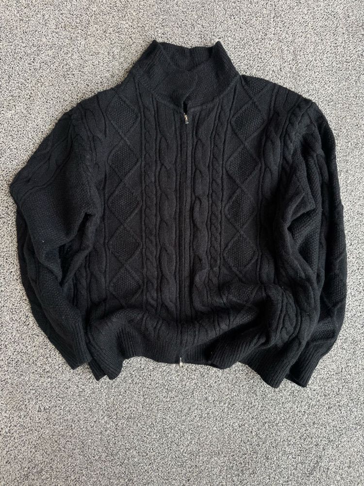 Black Cable Knit Cardigan