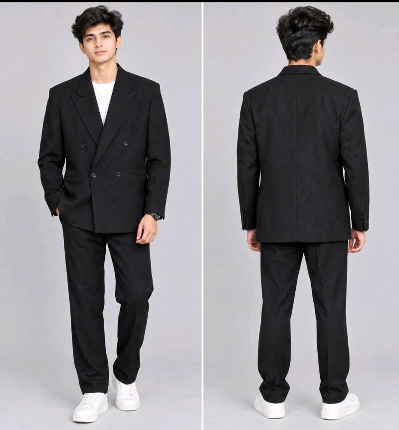 Men's Black Double-Breasted Suit of 2