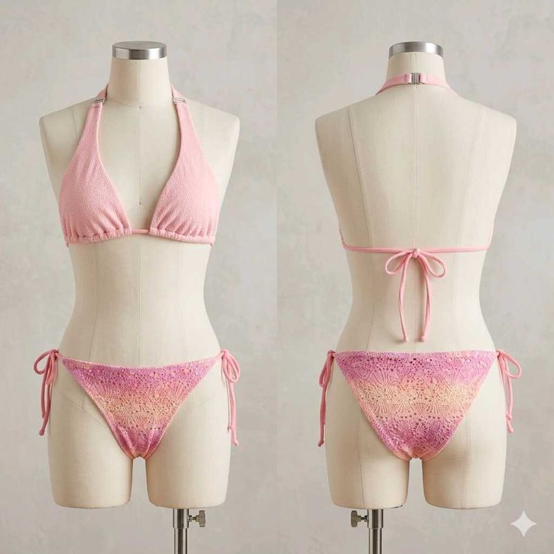 Pink Crochet Bikini Set