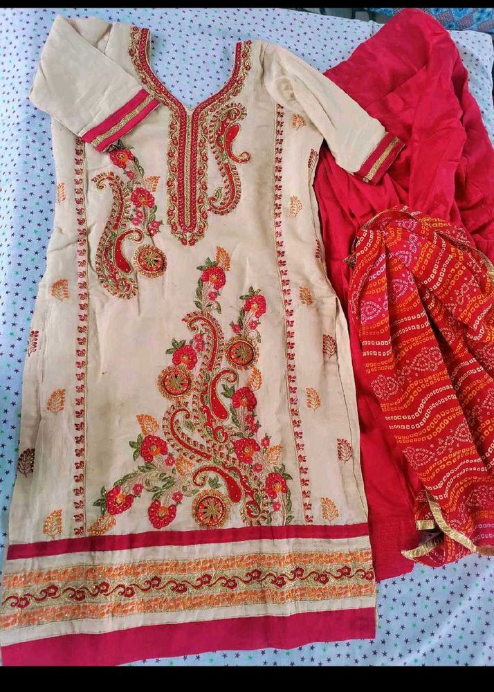 Embroidered Kurta Set with Dupatta