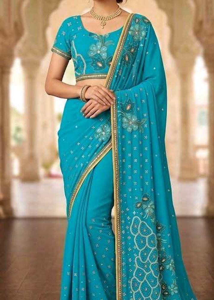 Full Embroidered Saree For Festival