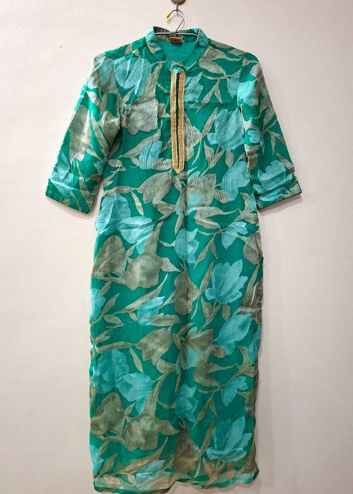 Chiffon Green Floral Print Kurta