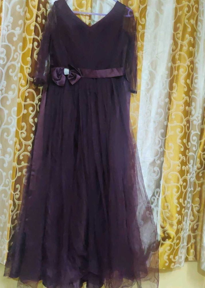 Elegant Plum Net Gown