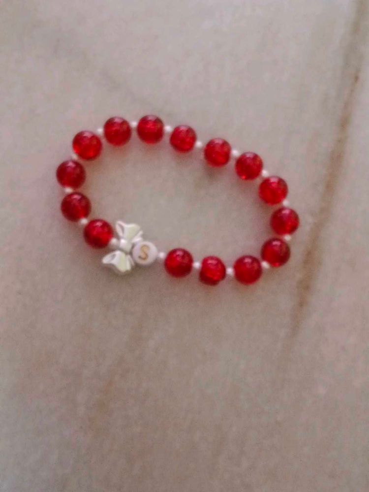 Charming Red Beaded Bracelet with Charm