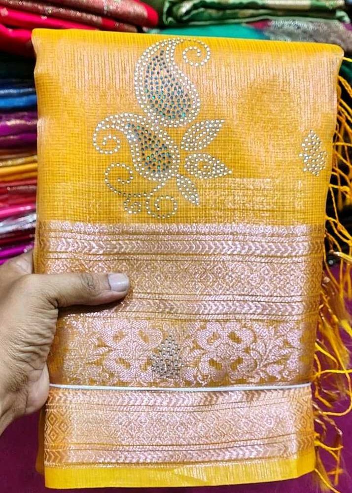 Stunning Yellow Saree with Stone Work