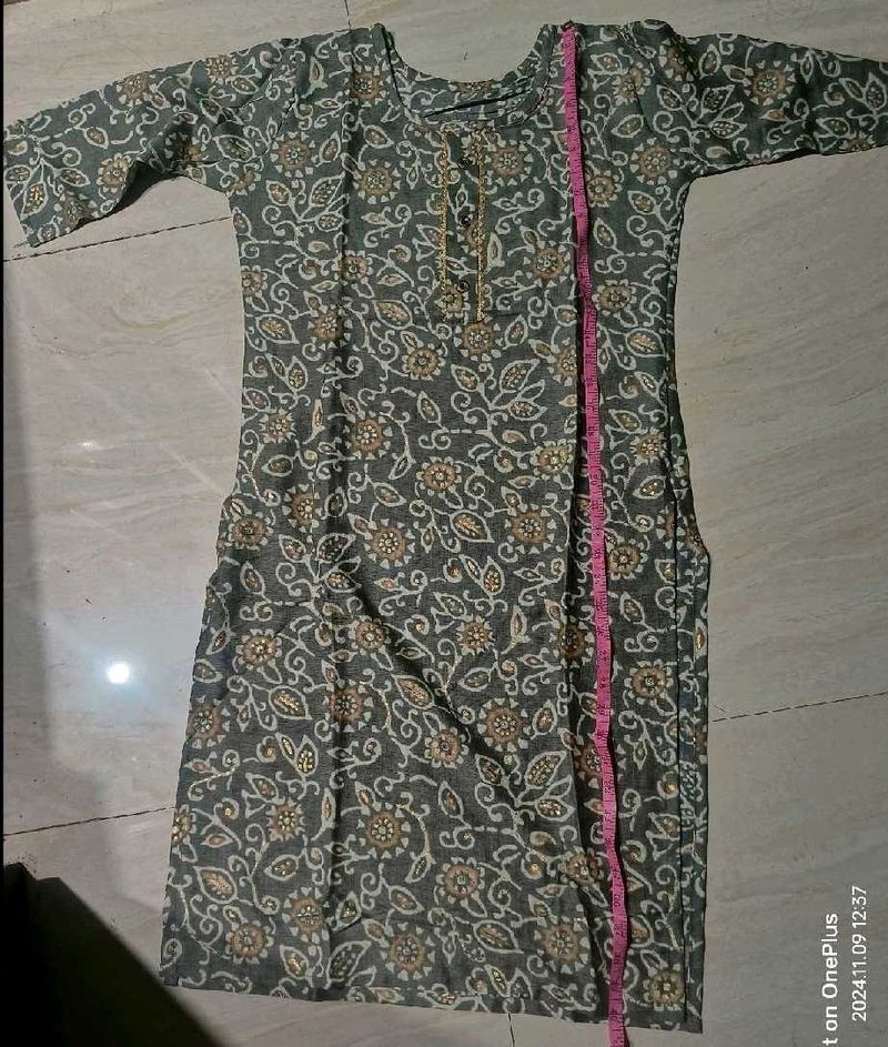 Beautiful Grey Floral Print Kurta