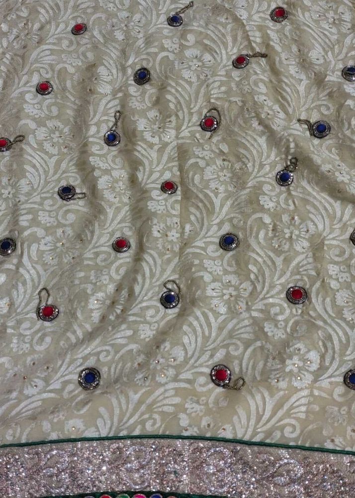 Embellished Cream Saree