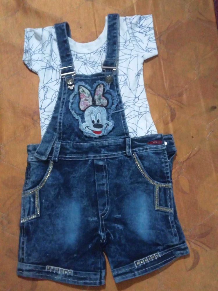 Minnie Mouse Denim Overalls Set