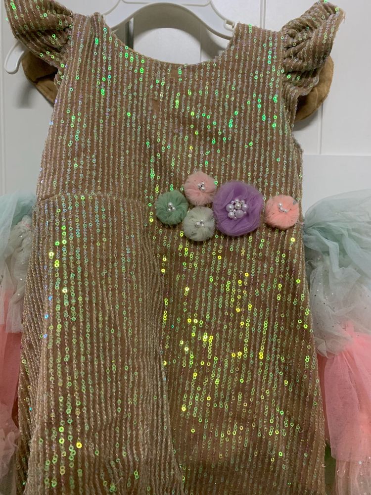 Sparkly Sequin Dress with Floral Detail