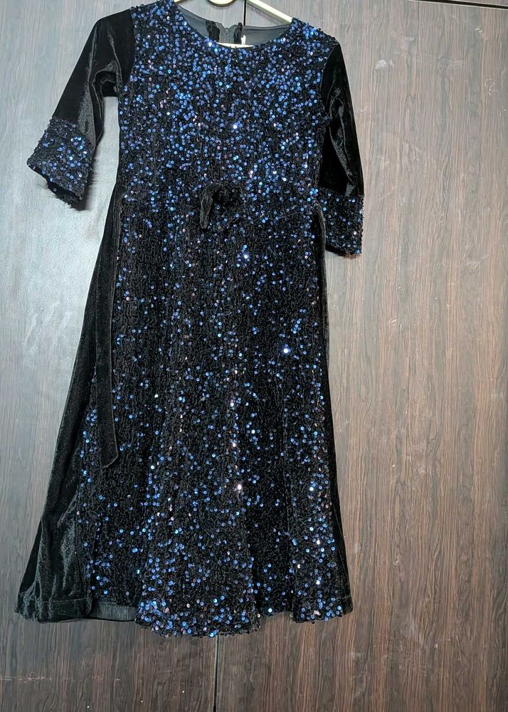 Sparkling Blue Sequin Ethnic Gown