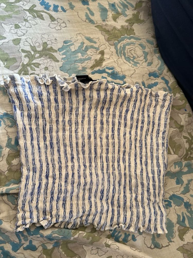 forever 21 Chic Striped Smocked Tube Top