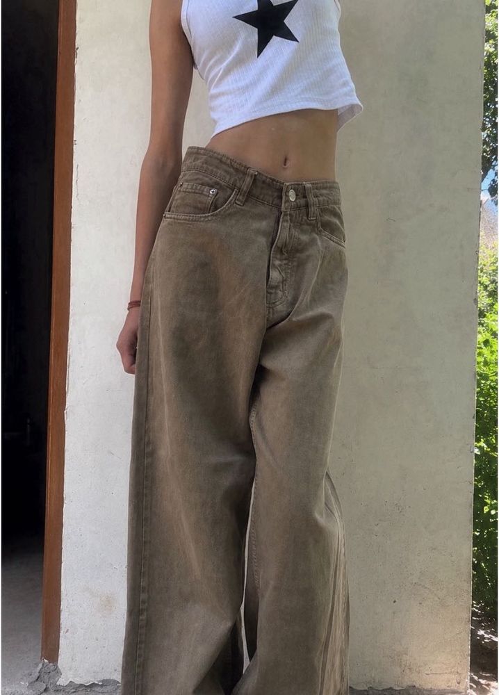Brown Wide Leg Jeans