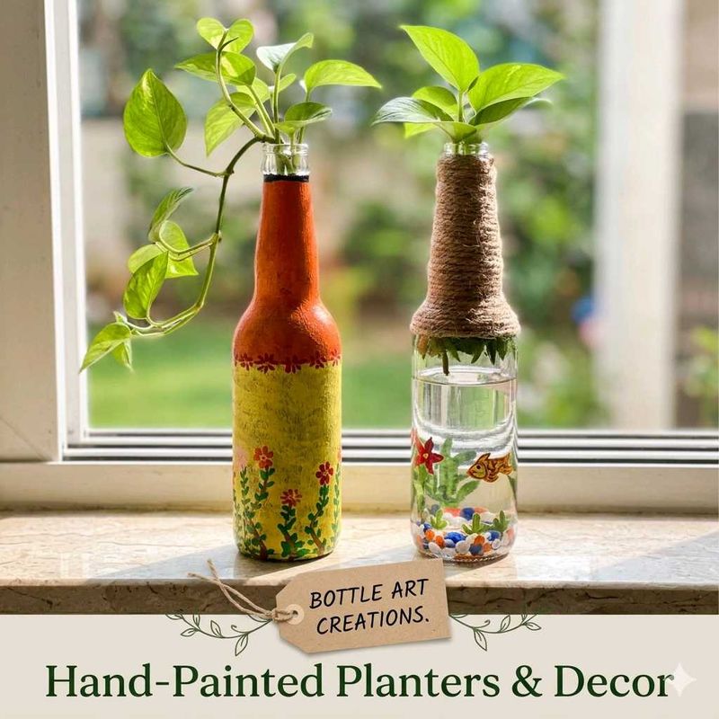 Hand-Painted Bottle Planters diy myself pack of 2