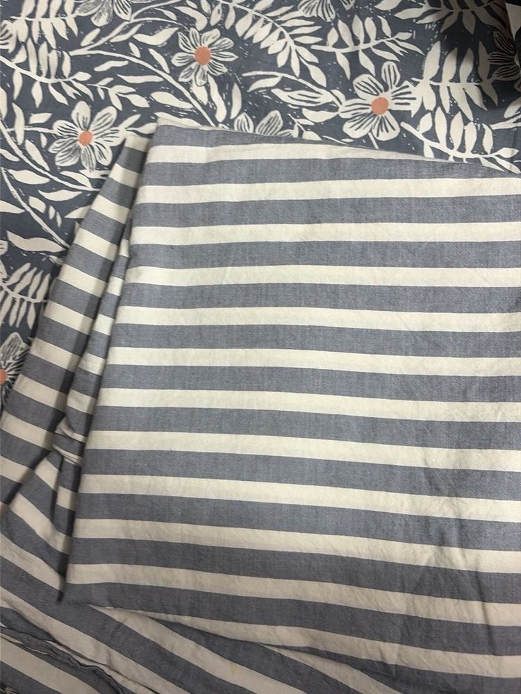 Blue Striped flat bedsheet queen size