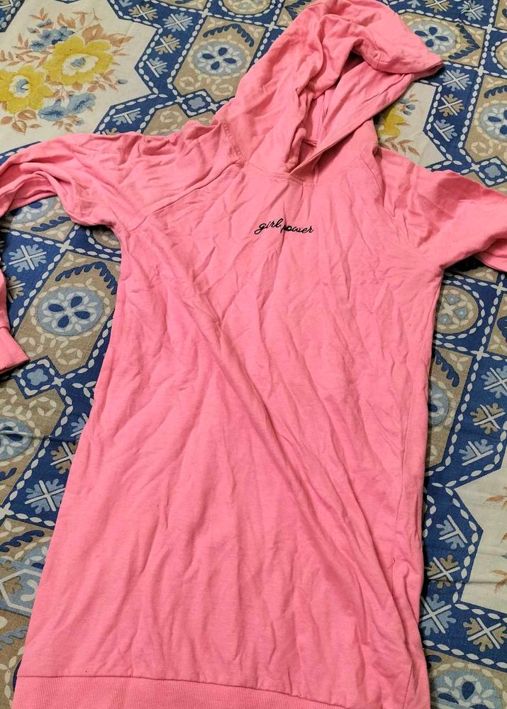 Pink 'Girl Power' Hoodie Dress