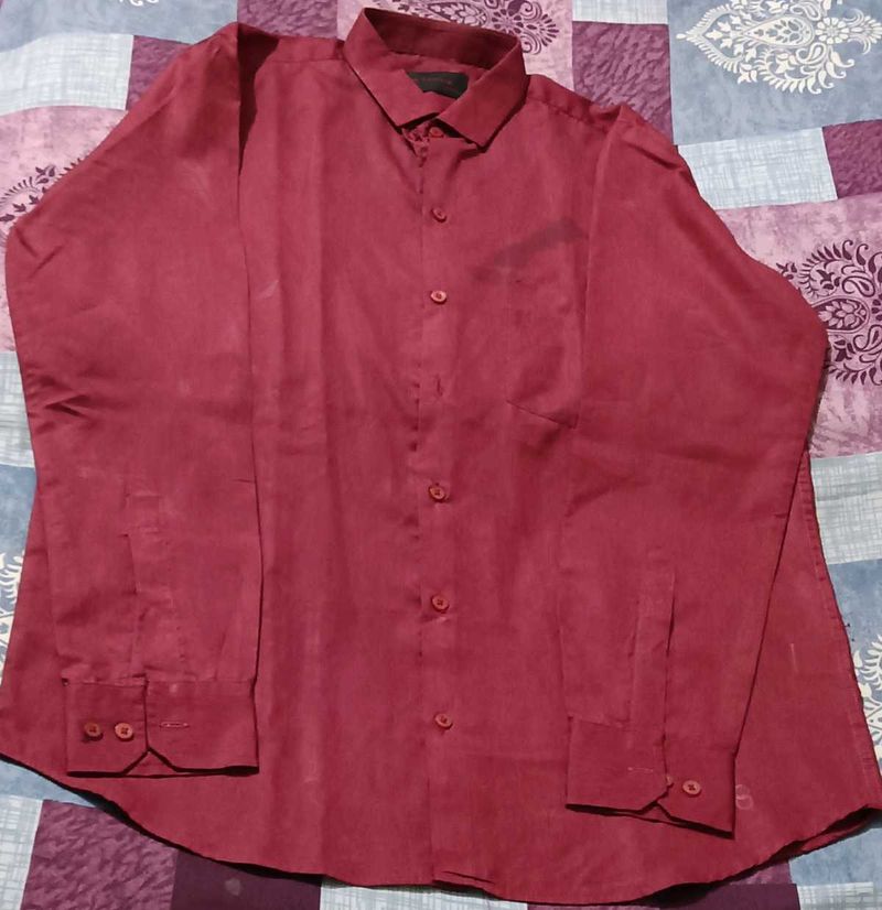 Men's Burgundy Button-Down Shirt