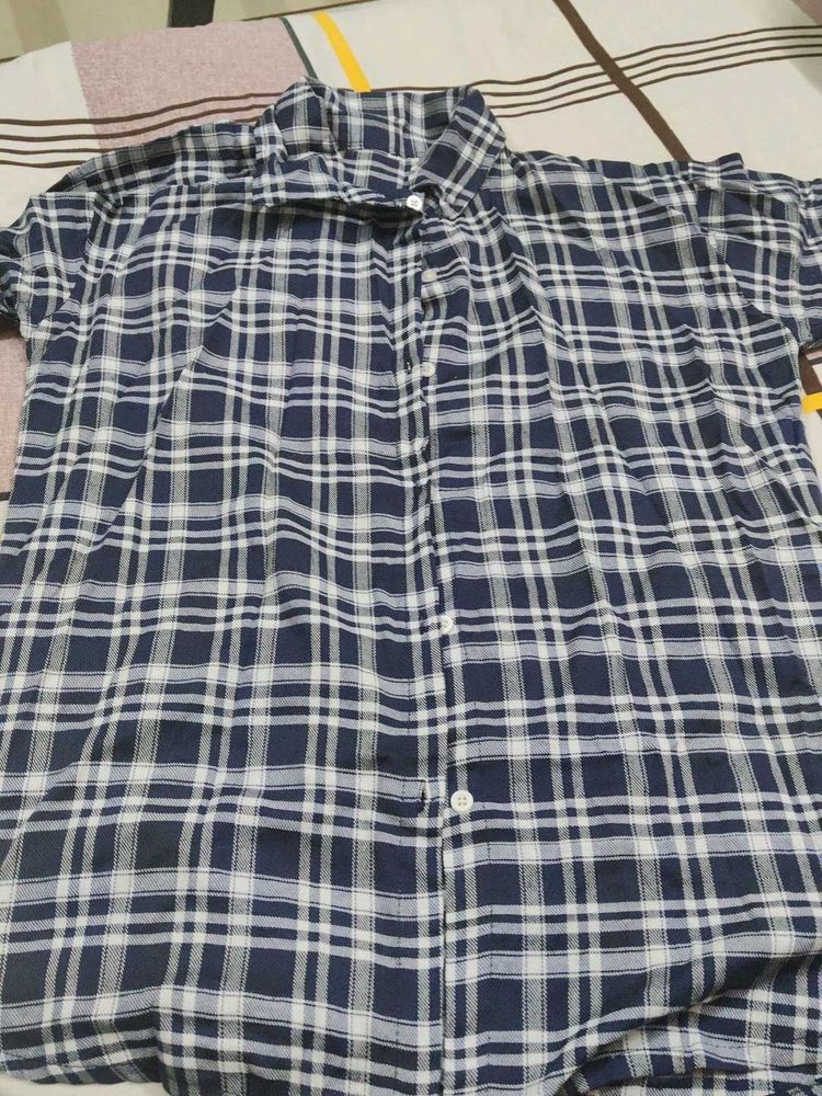 Classic Blue Plaid Button-Up Shirt