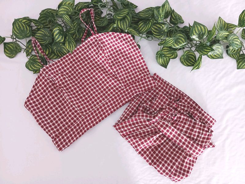 Checked Crop Top &amp; Short (Women)