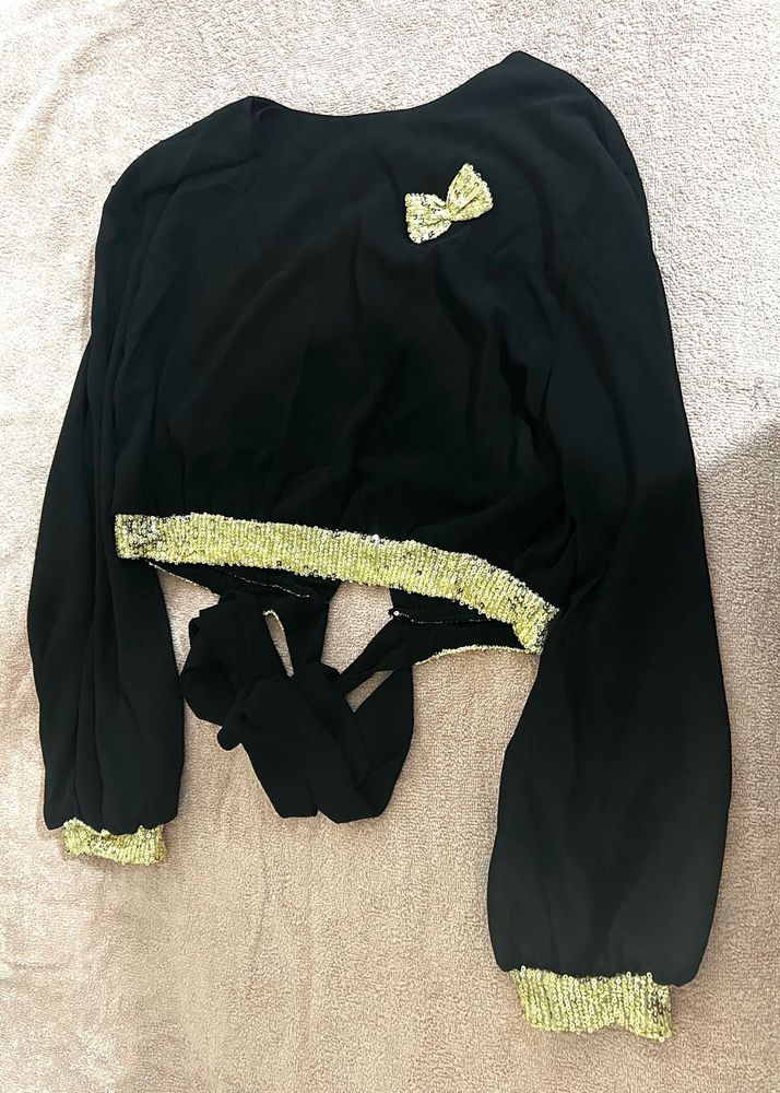 Black Crop Top with Sequins