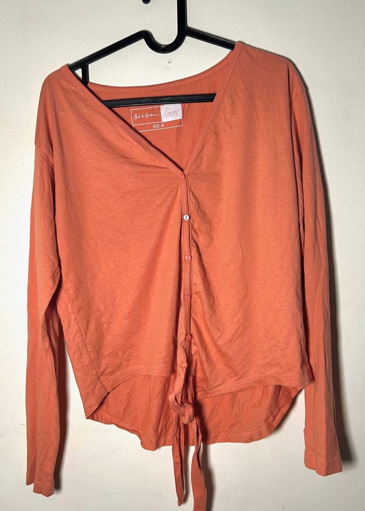 Combo of 2 Full Sleeve Tie-Up Tops | Blue &amp; Peach