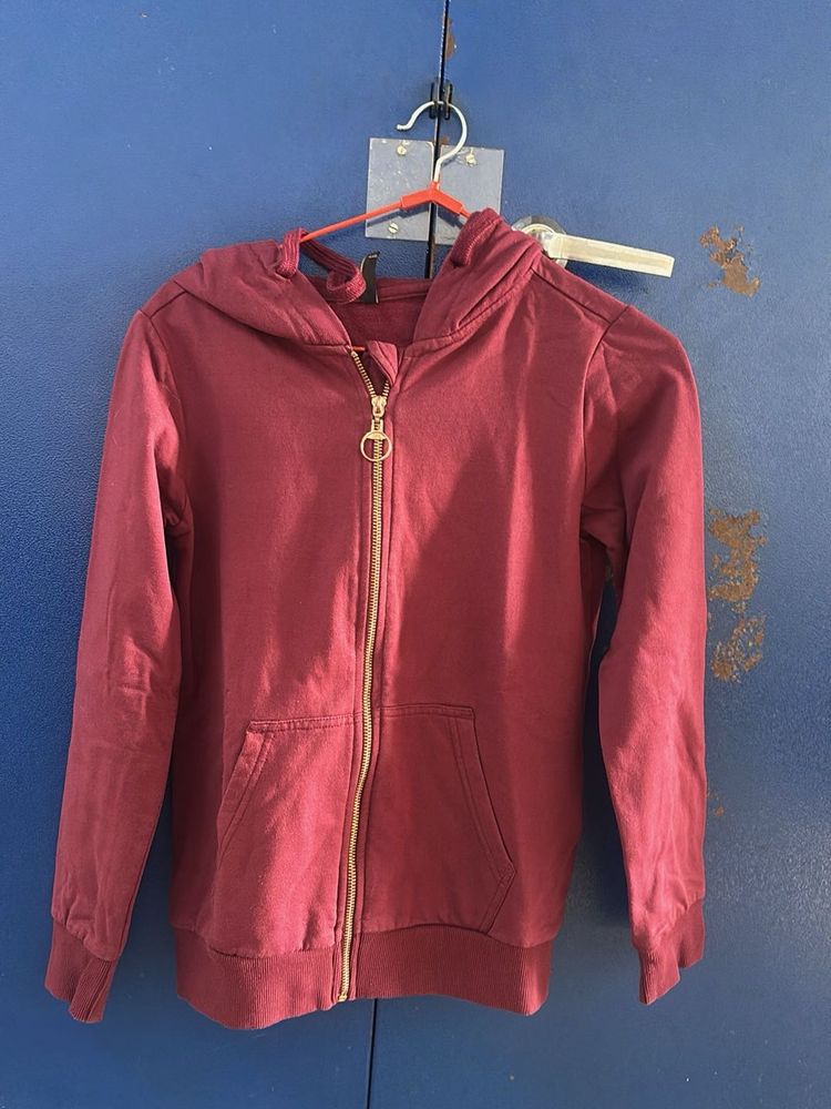 Burgundy Zip-Up Hoodie