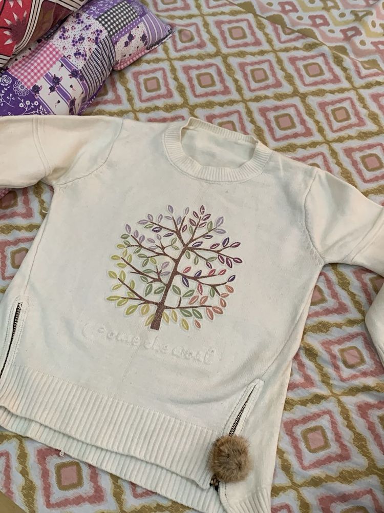 Cream Tree Print Sweater