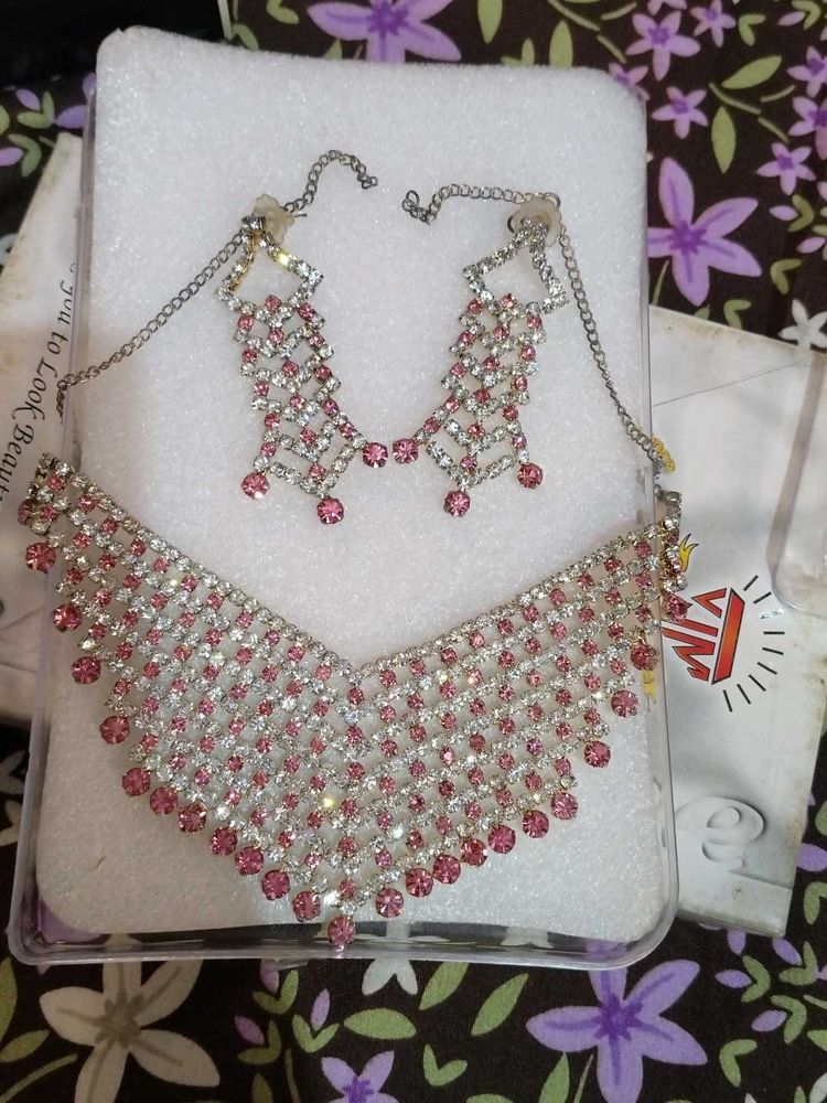 Sparkling Pink &amp; Crystal Choker Set