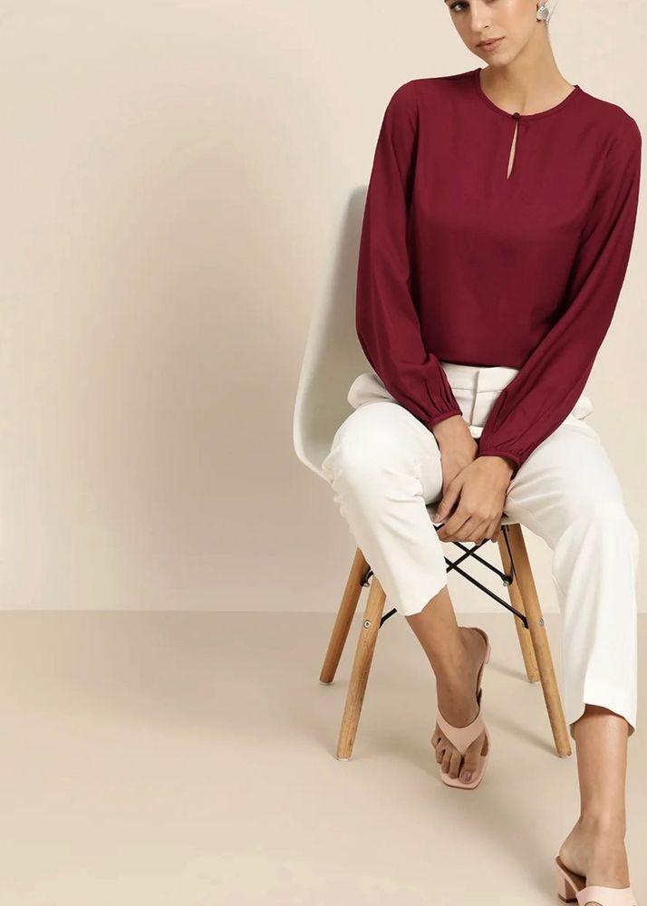 Chic Maroon Long-Sleeve Top