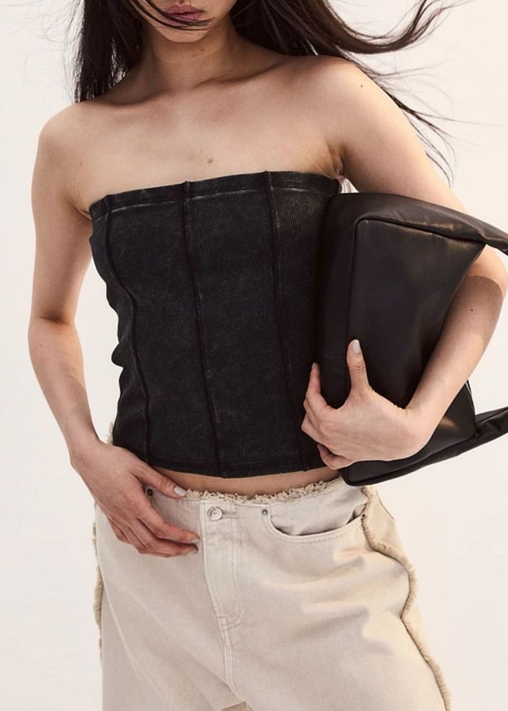 Acid Wash Corset Top