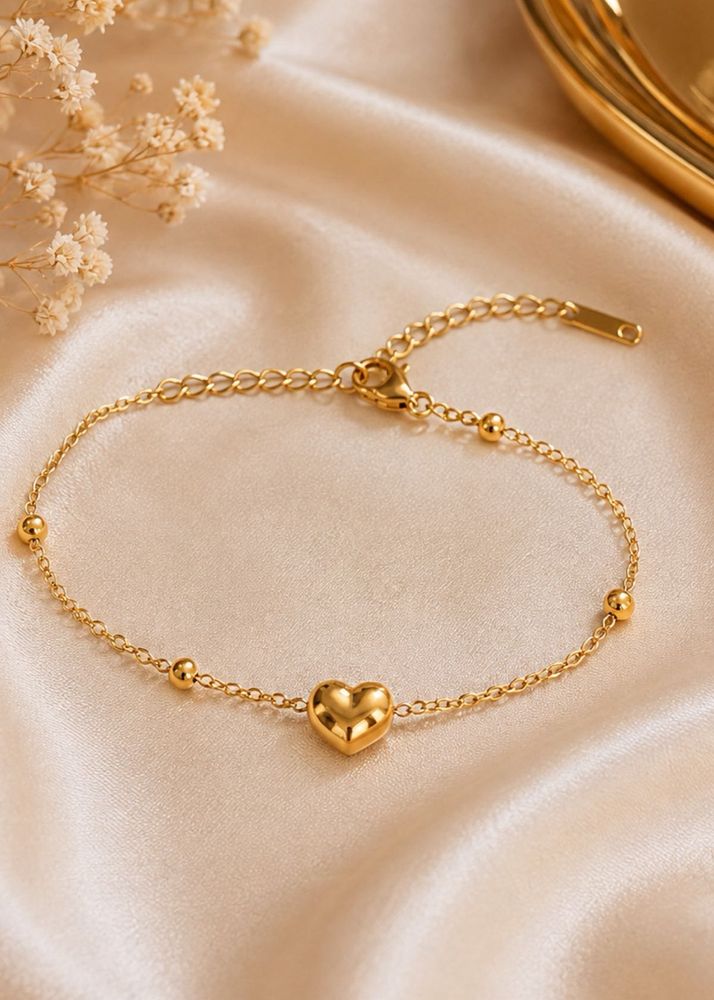 Golden Heart Charm Bracelet 🤍✨