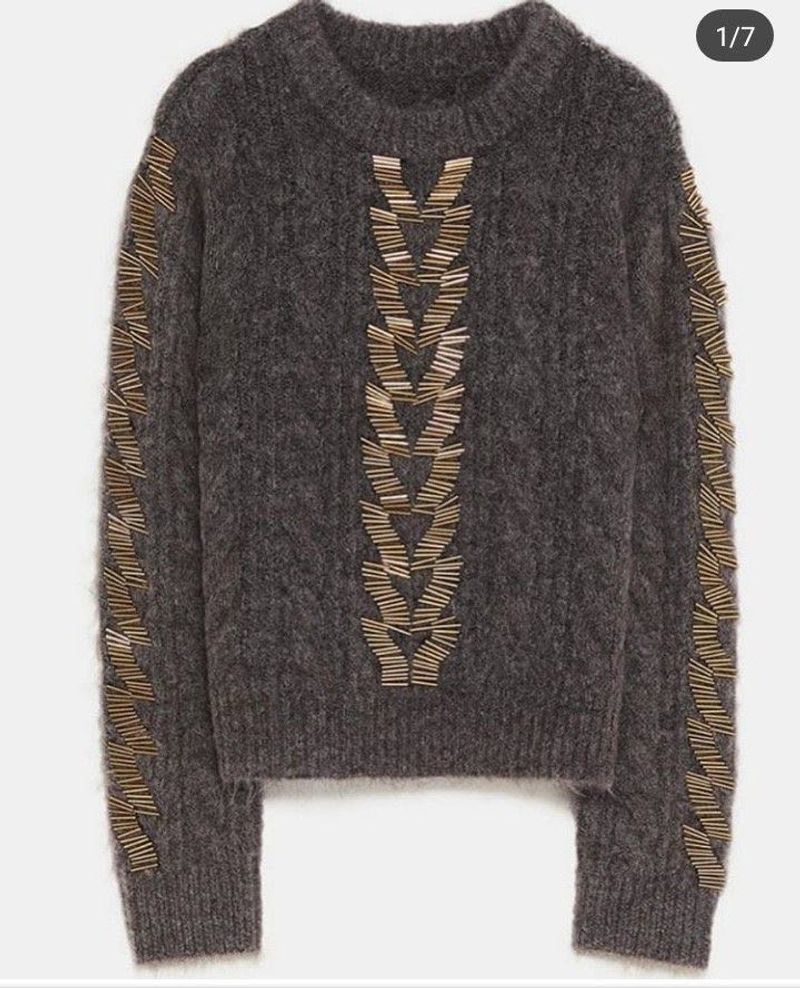 Zara sweater with gold-tone embellishments.