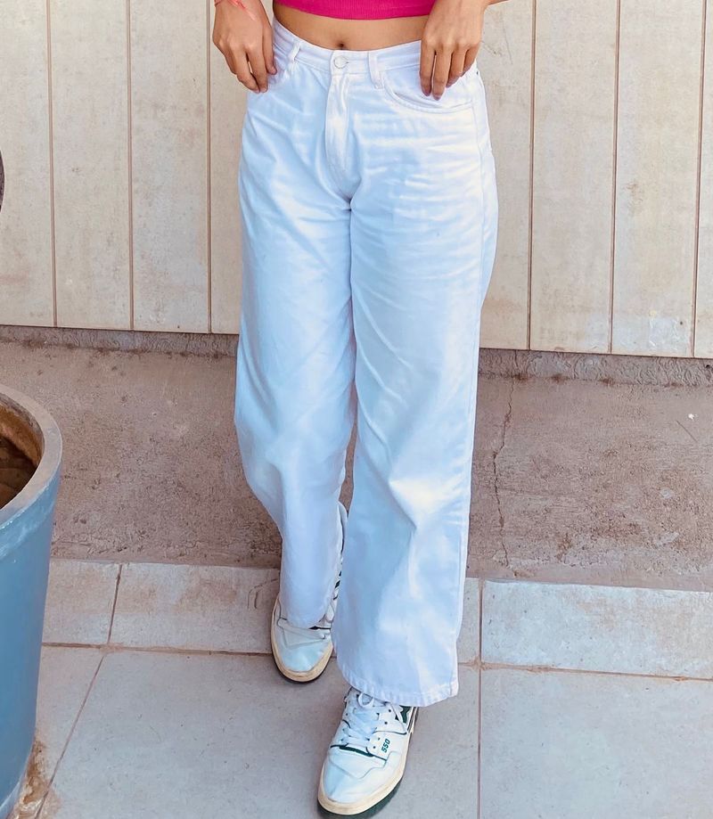 White Wide-Leg Jeans
