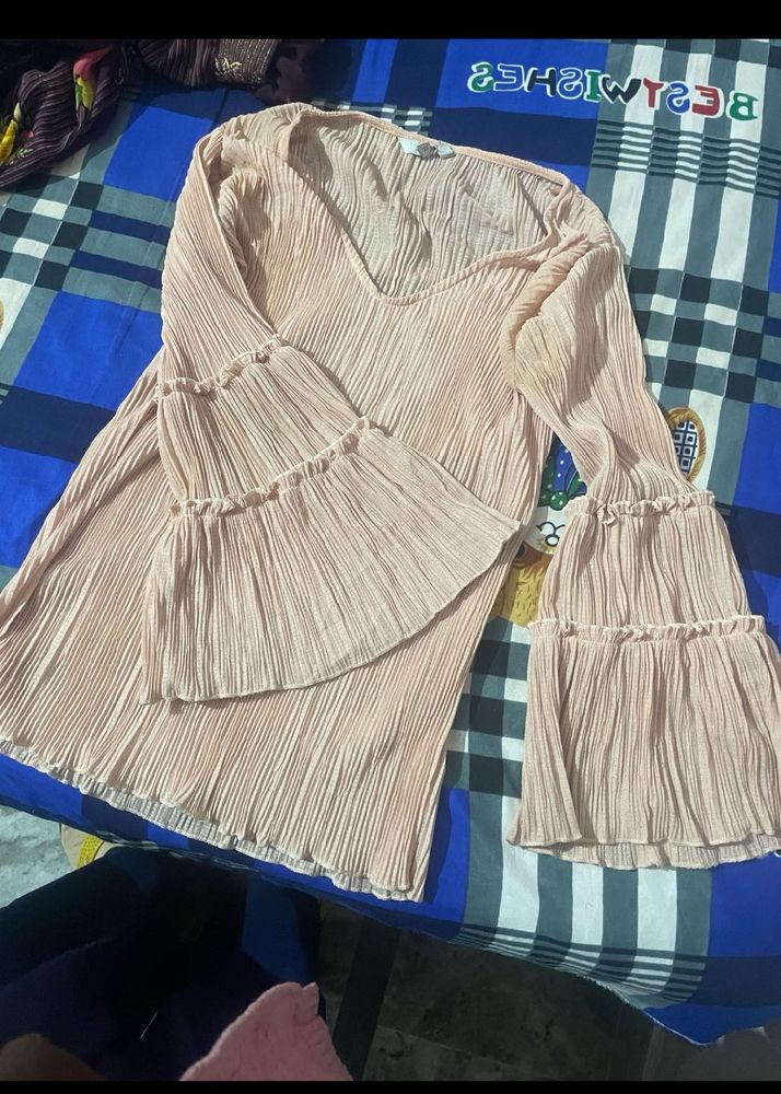 Pleated Bell Sleeve Top