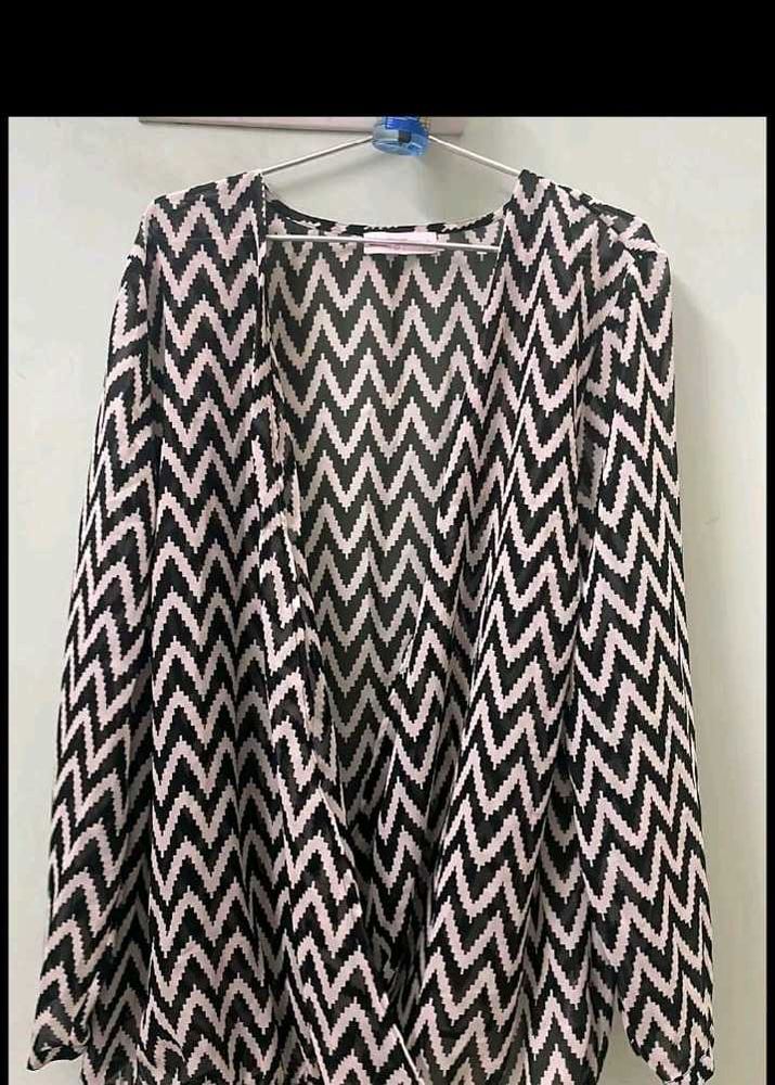 Chic Zigzag Print Sheer Kimono