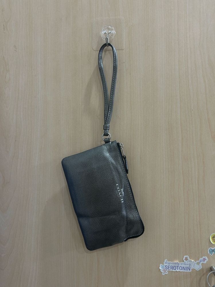 SALE Authentic Coach Wristlet In Silver