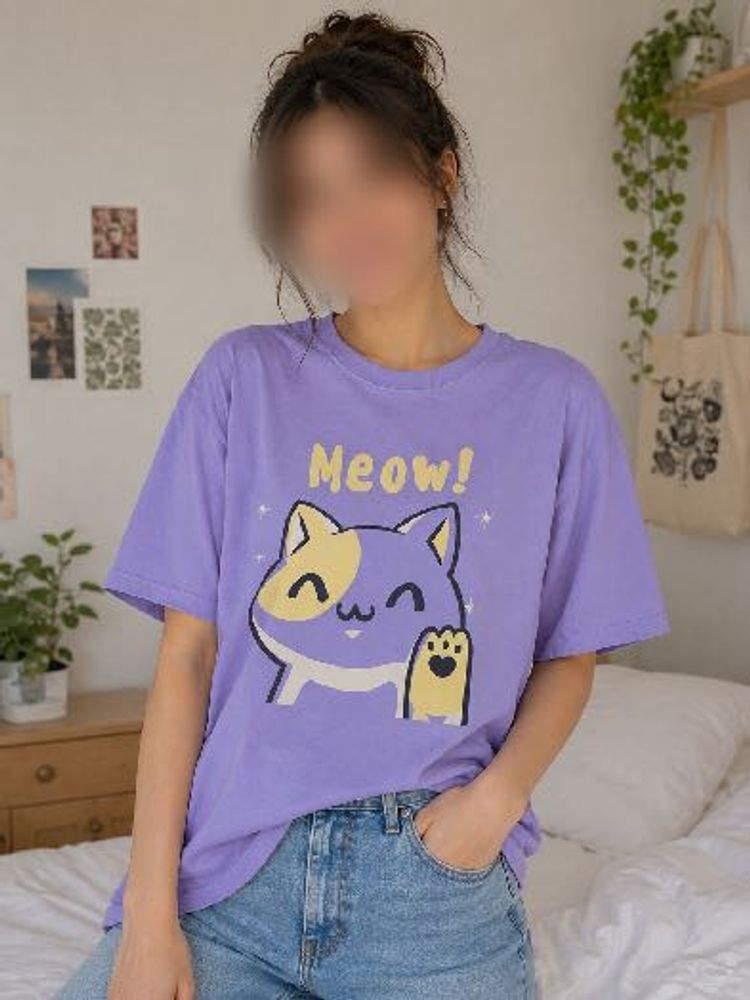 Cute Cat "Meow!" Graphic Tee