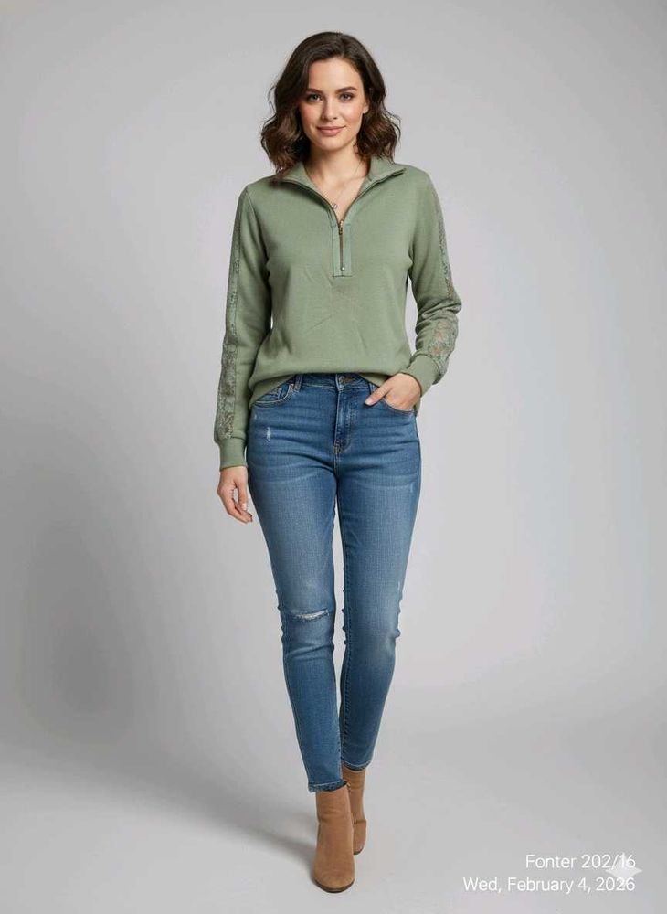 Green Half-Zip Pullover Sweatshirt