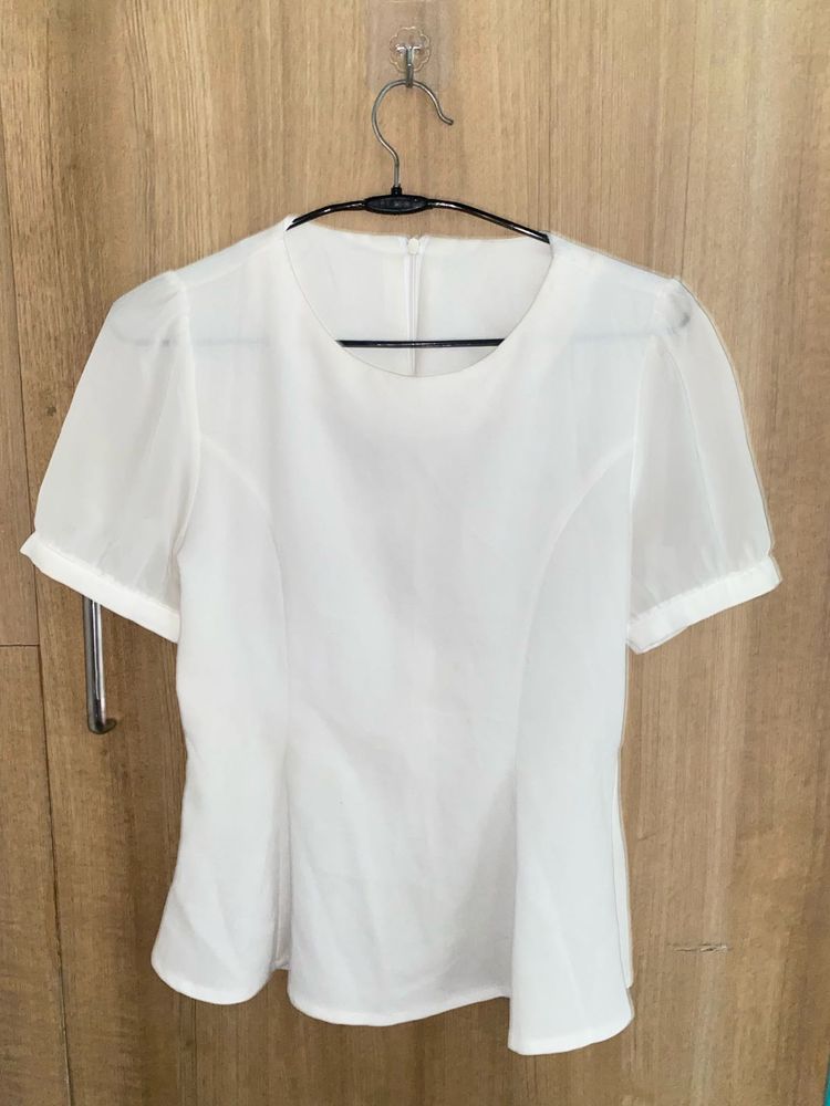 Chic White Sheer Sleeve Top