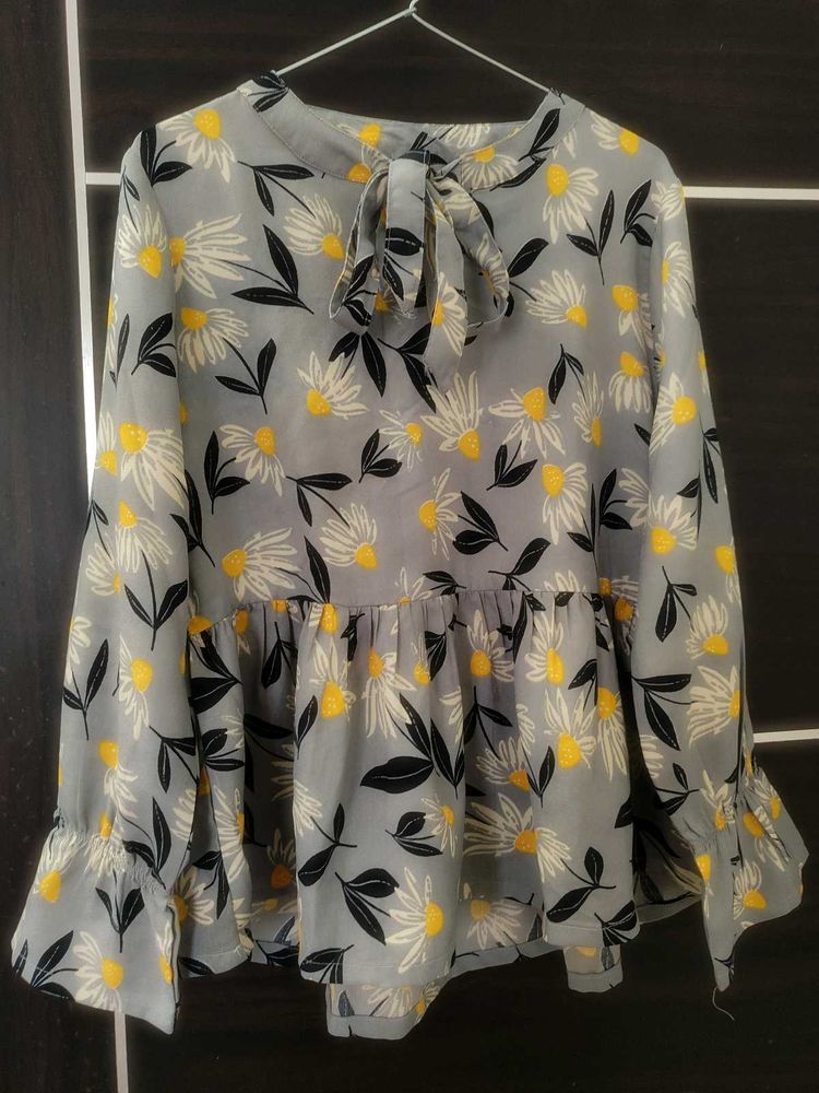 Floral Tie-Neck Blouse