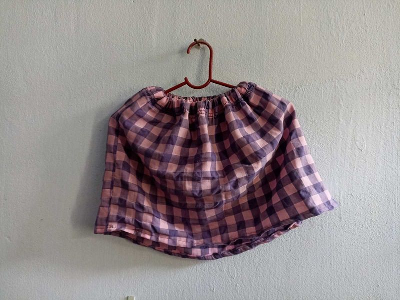 Pink &amp; Purple Gingham Mini Skirt