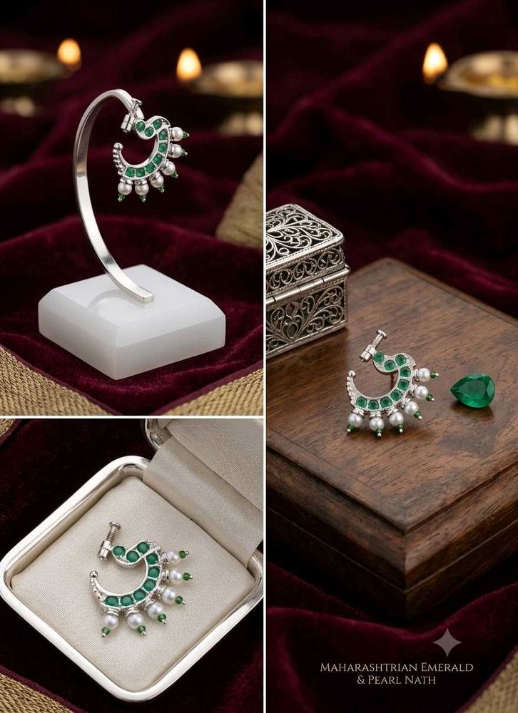 Elegant Green Stone Nose Pin